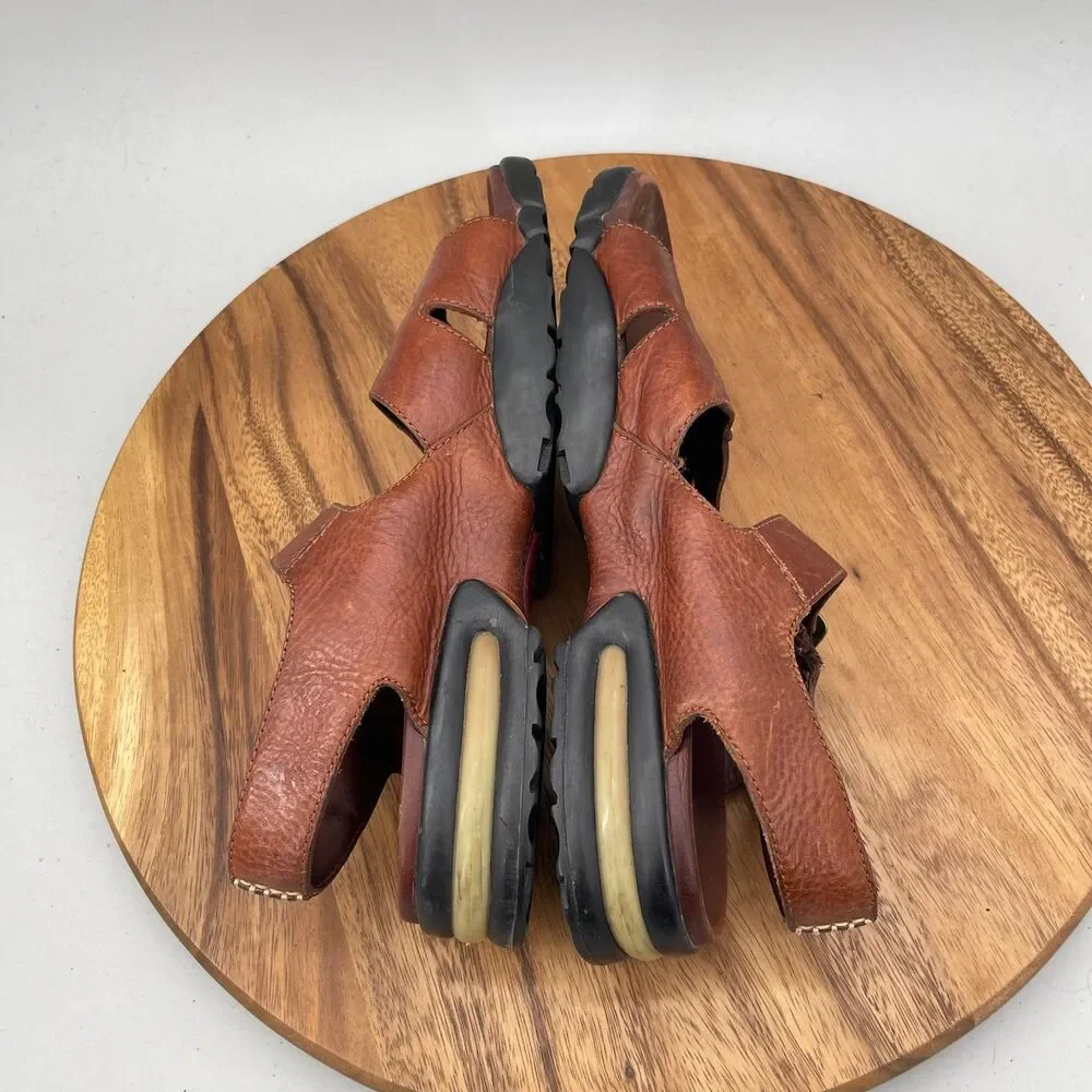 Cole Haan Brown Leather Fisherman Sandals Mens Size 10 M Classic Buckle Outdoors